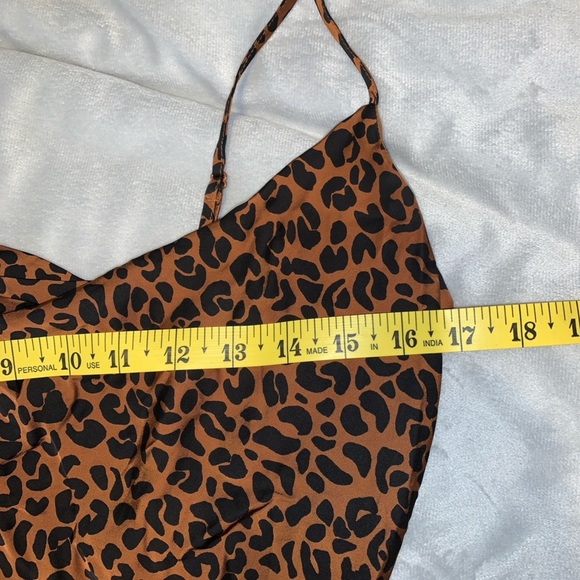 Good American cowl drape neck Leopard Print Slip Dress size 2 midi Y2K party - Picture 3 of 9